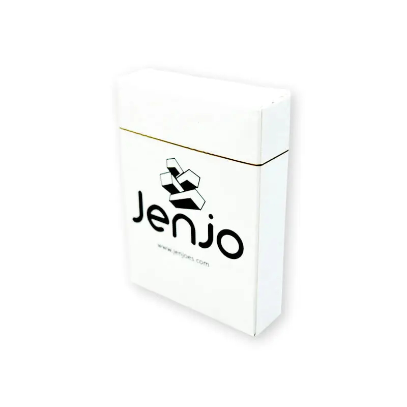 plastic playing cards in white box with writing
