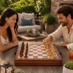 chess being played by two adults outdoors