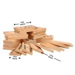 giant wooden dominoes stacked up with measurements