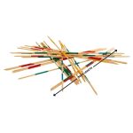 stack of giant wooden pickup sticks in different colours