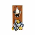 Wooden Block With Metal Magnetic Bottle Opener