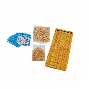 a collection of bingo playing equipment