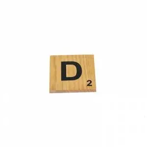 wooden square with letter d
