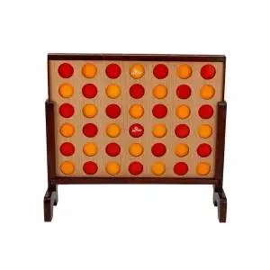 a mega 4 hardwood frame with red and yellow circles