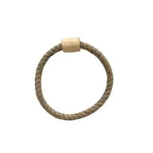 a rope ring with a wooden handle