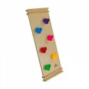 wooden rock climbing frame with coloured handles