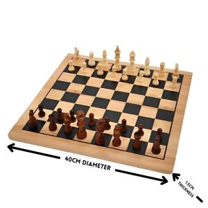wooden chess board with measurements