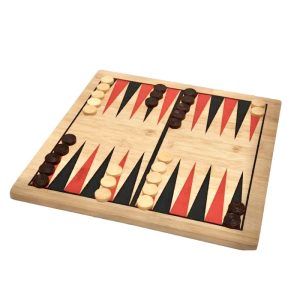 Wooden Backgammon in starting play position
