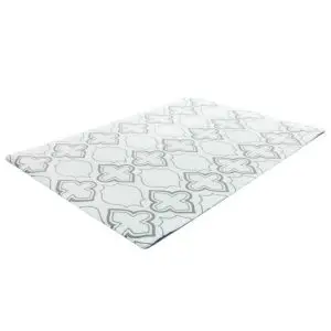 a white and grey rug