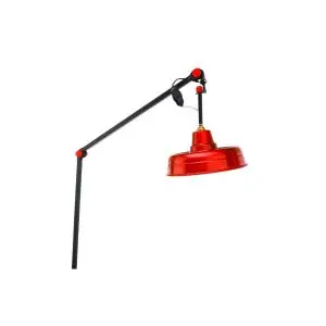 a red carrom lamp on a white background