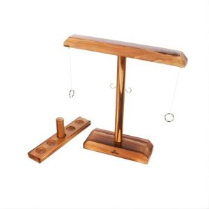 wooden hook and ring game with white background