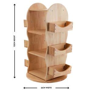 wooden rotating bookshelf with 112cm height