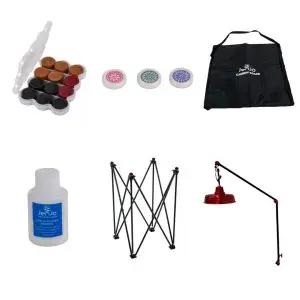 coloured wooden coins and carrom accessories