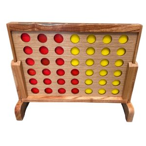 mini 4 plywood four in a row game with red and yellow tokens