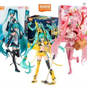 Hatsune Miku Girls in Blue, Pink and Yellow outfits with Microphones and Basket