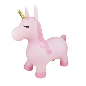 pink unicorn with gold horn